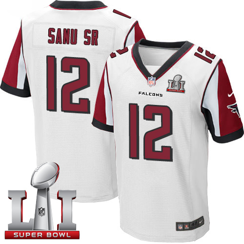 Nike Falcons #12 Mohamed Sanu Sr White Super Bowl LI 51 Men's Stitched NFL Elite Jersey - Click Image to Close
